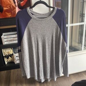 Gray and Navy Raglan Sweater